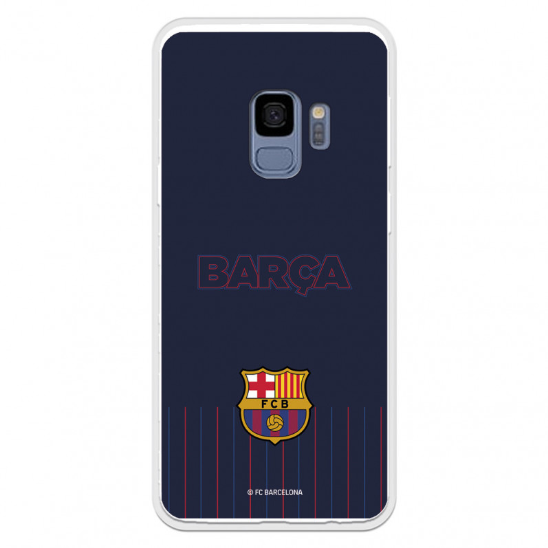 FC Barcelona Barsa Samsung Galaxy S9 Hülle mit blauem Hintergrund – Offizielle FC Barcelona Lizenz