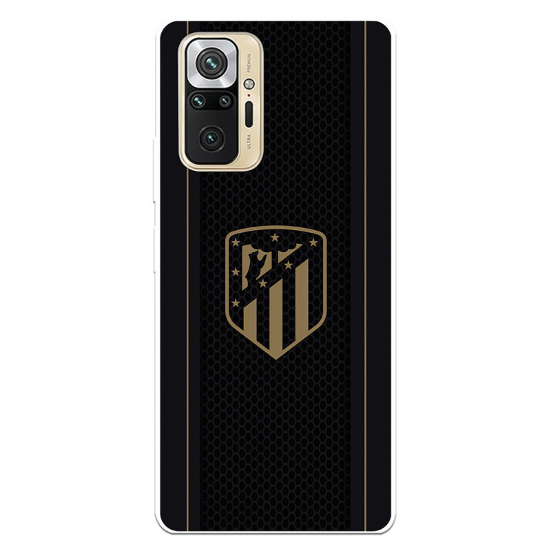 Funda para Xiaomi Redmi Note 10 Pro del Atleti Escudo Dorado Fondo Negro - Licencia Oficial Atlético de Madrid