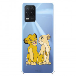 Funda para Realme 8 5G Oficial de Disney Simba y Nala Silueta - El Rey León