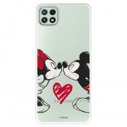 Funda para Samsung Galaxy A22 5G Oficial de Disney Mickey y Minnie Beso - Clásicos Disney