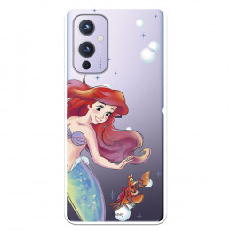 Funda para OnePlus 9 Oficial de Disney Ariel y Sebastián Burbujas - La Sirenita