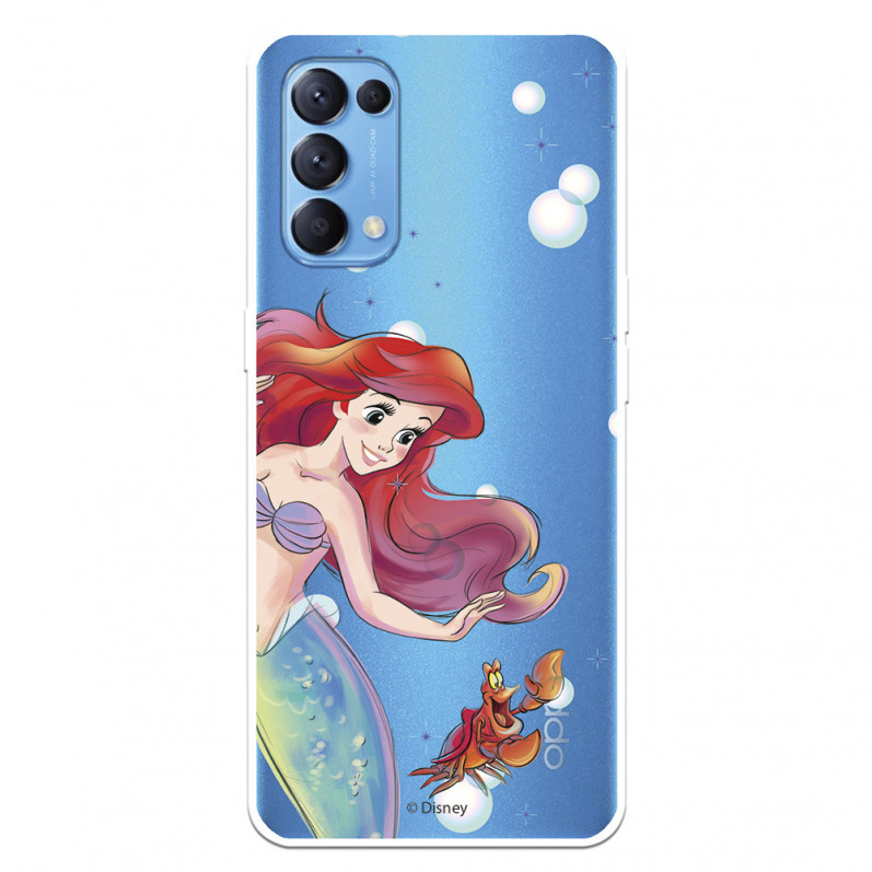 Funda para Oppo Find X3 Lite Oficial de Disney Ariel y Sebastián Burbujas - La Sirenita