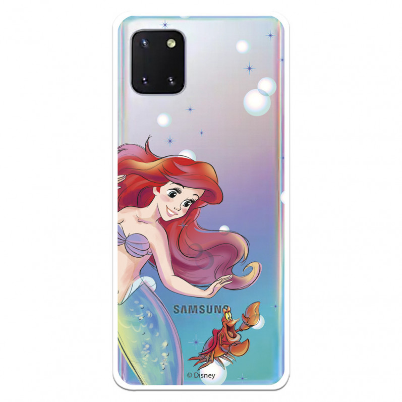 Hülle für Samsung Galaxy A81 Offizielles Disney Ariel und Sébastien Bubbles - Die kleine Meerjungfrau