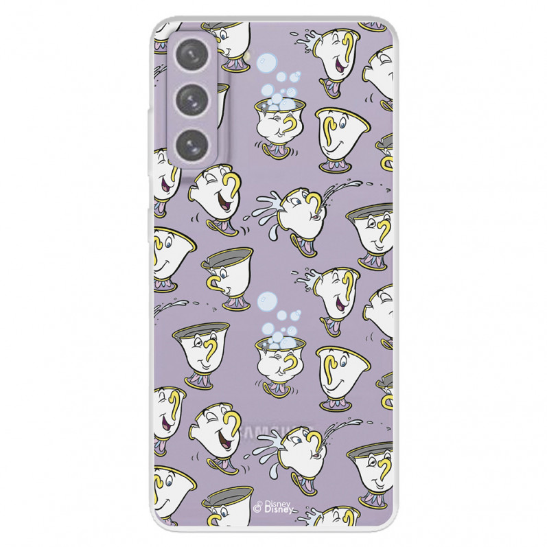 Funda para Samsung Galaxy S21 FE Oficial de Disney Chip Potts Siluetas - La Bella y la Bestia