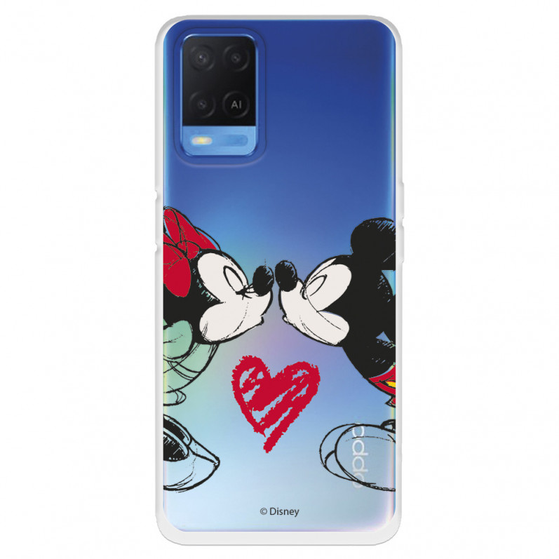 Funda para Oppo A55 4G Oficial de Disney Mickey y Minnie Beso - Clásicos Disney