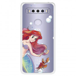 Funda para TCL 10 SE Oficial de Disney Ariel y Sebastián Burbujas - La Sirenita