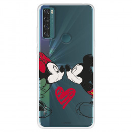 Funda para TCL 20 SE Oficial de Disney Mickey y Minnie Beso - Clásicos Disney