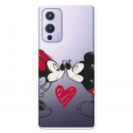 Funda para OnePlus 9 Oficial de Disney Mickey y Minnie Beso - Clásicos Disney