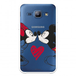 Funda para Samsung Galaxy J1 Oficial de Disney Mickey y Minnie Beso - Clásicos Disney