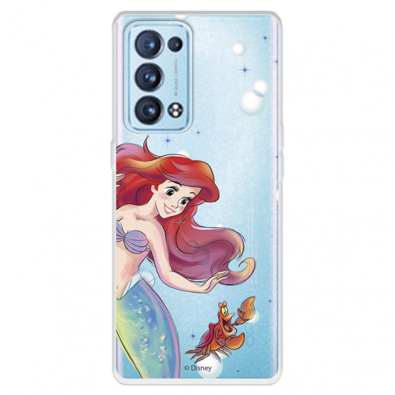 Funda para Oppo Reno6 Pro Oficial de Disney Ariel y Sebastián Burbujas - La Sirenita