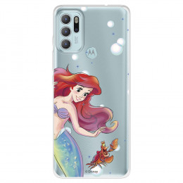 Funda para Motorola Moto G60S Oficial de Disney Ariel y Sebastián Burbujas - La Sirenita