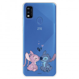 Funda para ZTE Blade A51 Oficial de Disney Angel & Stitch Beso - Lilo & Stitch