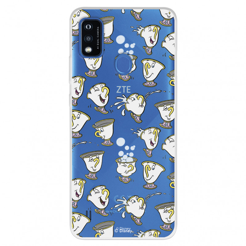 Funda para ZTE Blade A51 Oficial de Disney Chip Potts Siluetas - La Bella y la Bestia