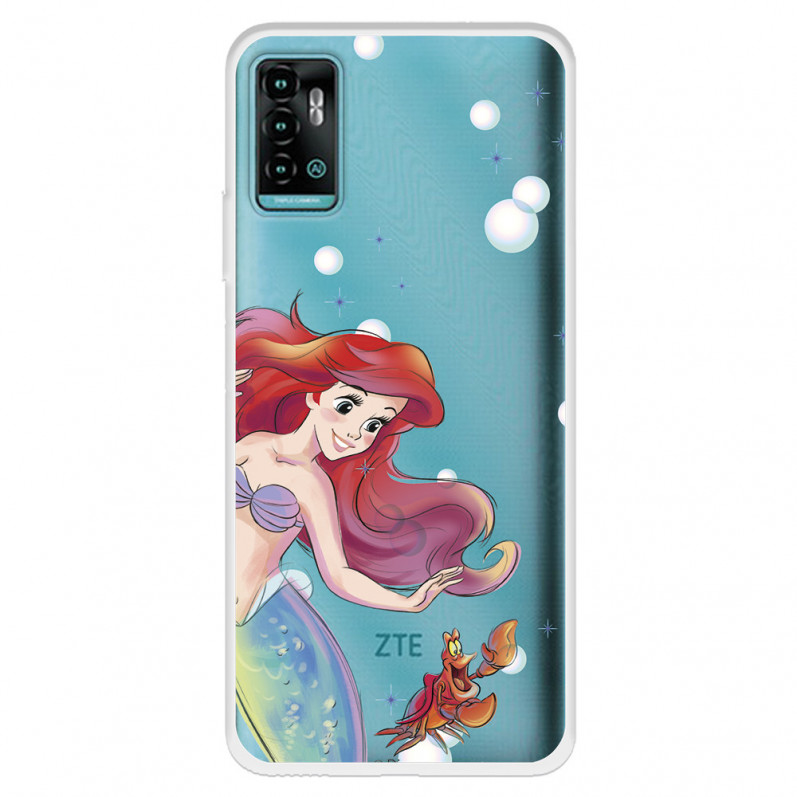 Funda para ZTE Blade A71 Oficial de Disney Ariel y Sebastián Burbujas - La Sirenita