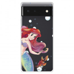 Funda para Google Pixel 6 Oficial de Disney Ariel y Sebastián Burbujas - La Sirenita