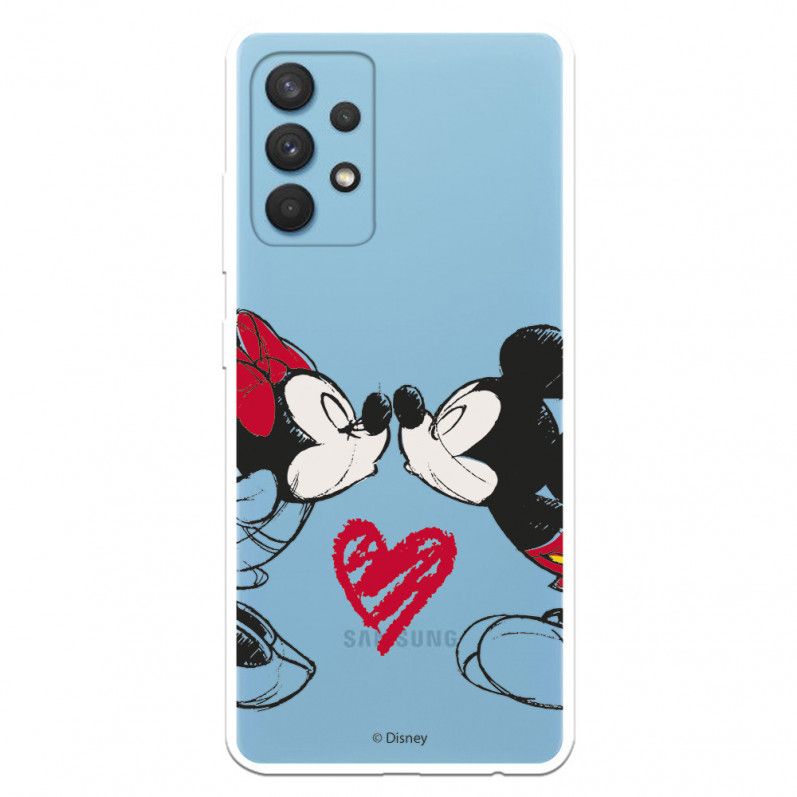 Coque pour Samsung Galaxy A32 4G Officielle de Disney Mickey et Minnie Bisou - Classiques Disney