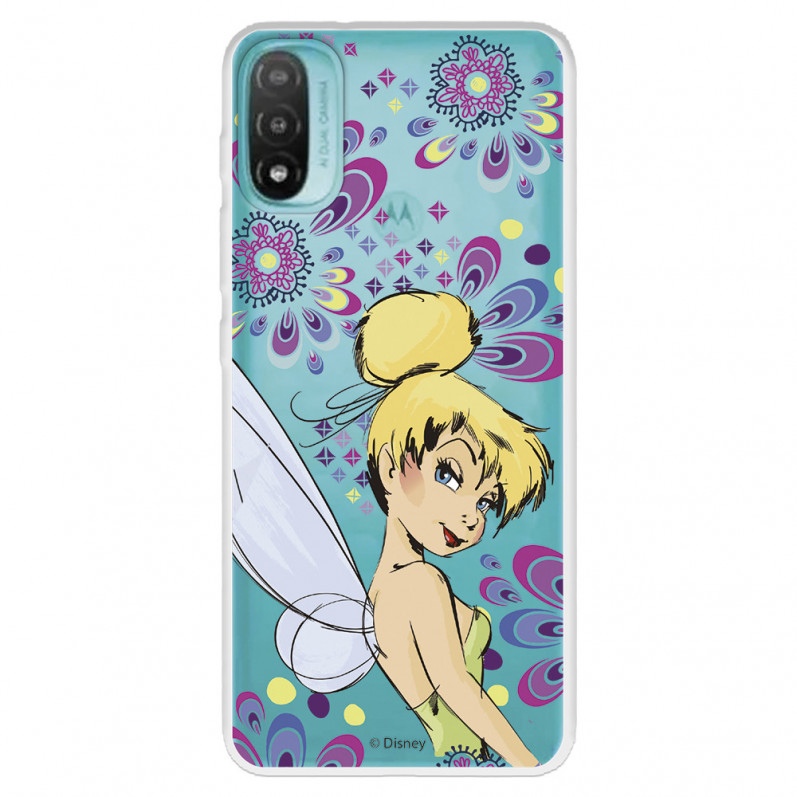 Funda para Motorola Moto E30 Oficial de Disney Campanilla Flores - Peter Pan