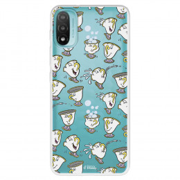 Funda para Motorola Moto E30 Oficial de Disney Chip Potts Siluetas - La Bella y la Bestia