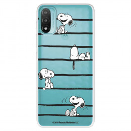 Funda para Motorola Moto E30 Oficial de Peanuts Snoopy rayas - Snoopy