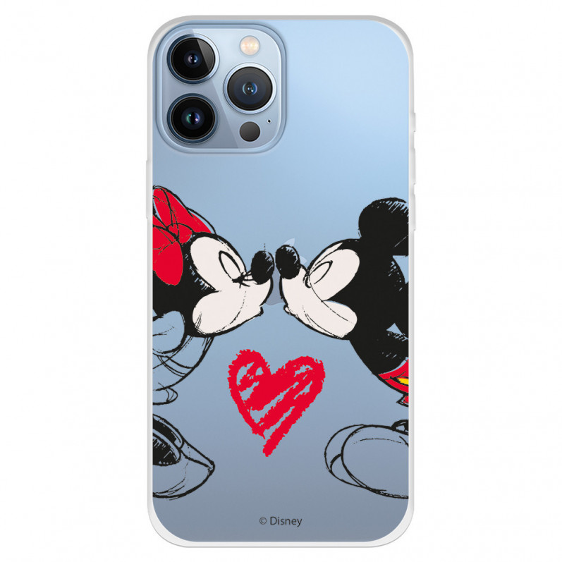 Coque pour iPhone 13 Pro Max Officielle de Disney Mickey et Minnie Bisou - Classiques Disney