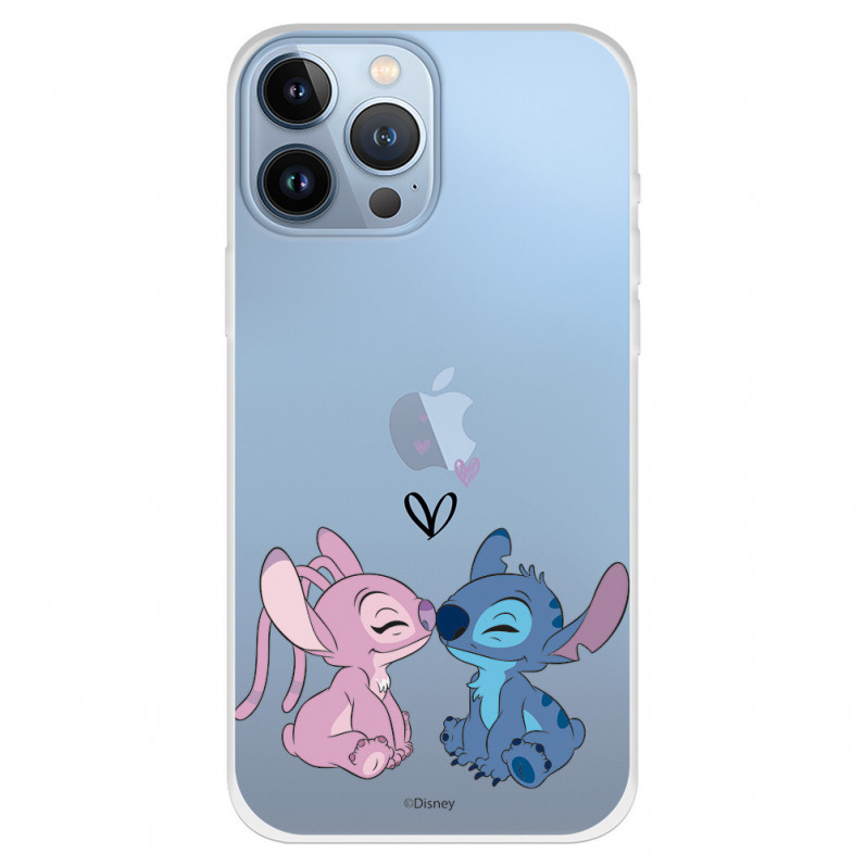 Coque pour iPhone 13 Pro Max Officielle de Disney Angel & Stitch Bisou - Lilo & Stitch