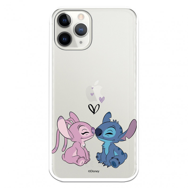 Coque pour iPhone 11 Pro Officielle de Disney Angel & Stitch Bisou - Lilo & Stitch