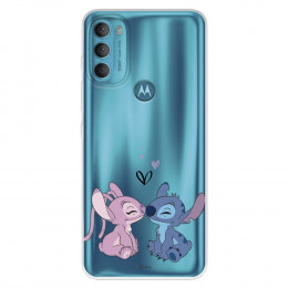 Funda para Motorola Moto G71 5G Oficial de Disney Angel & Stitch Beso - Lilo & Stitch