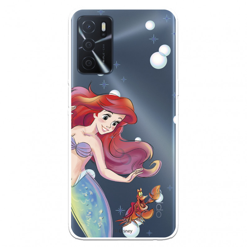 Coque pour Oppo A16s Disney Officiel Ariel et Sébastien Bulles - La Petite Sirène