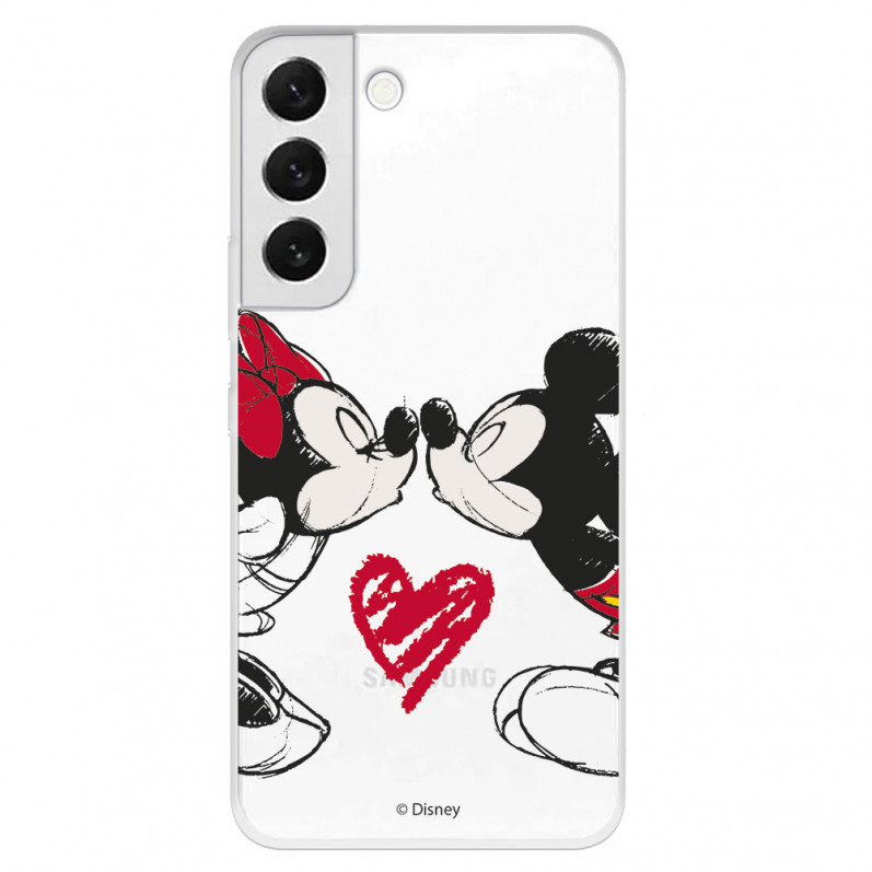 Coque pour Samsung Galaxy S22 Plus Disney Officiel Mickey et Minnie Bisou - Classiques Disney