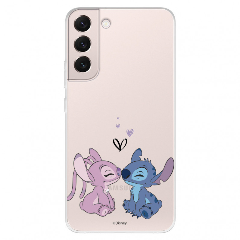 Coque pour Samsung Galaxy S22 Disney Officiel Angel & Stitch Bisou - Lilo & Stitch