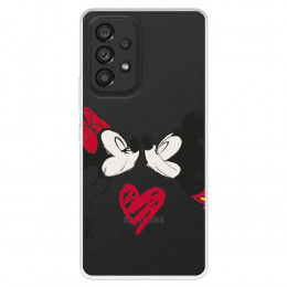 Funda para Samsung Galaxy A53 Oficial de Disney Mickey y Minnie Beso - Clásicos Disney