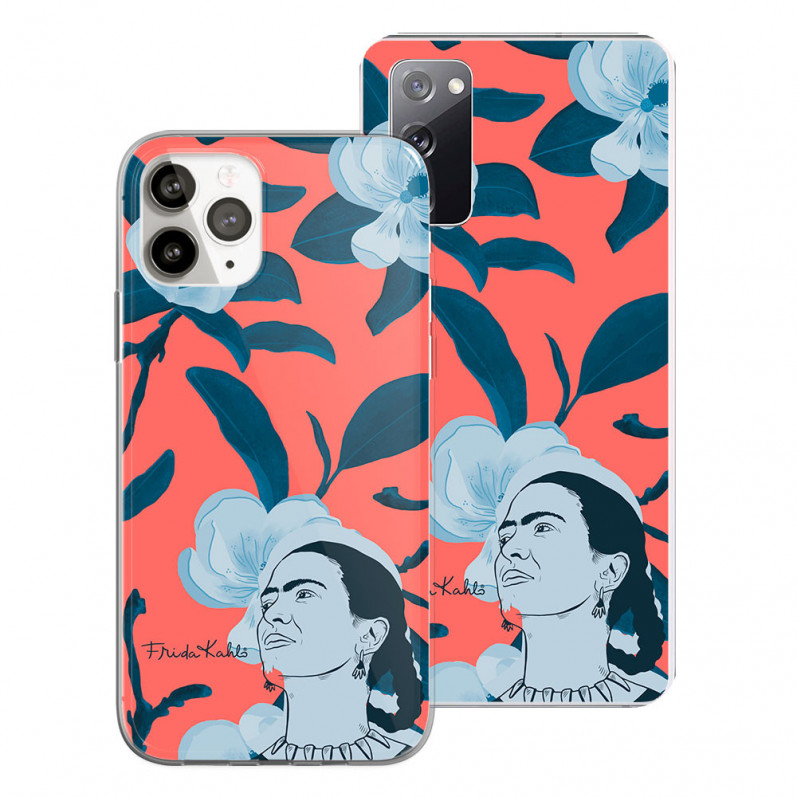 Coque Officielle Frida Kahlo - Fond Floral avec Illustration Frida