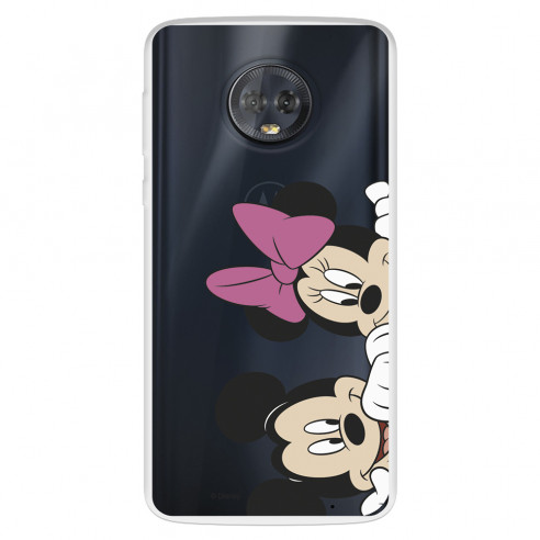 Funda para Motorola Moto G6 Oficial de Disney Mickey y Minnie Asomados - Clásicos Disney