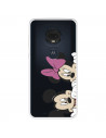 Funda para Motorola Moto G7 Oficial de Disney Mickey y Minnie Asomados - Clásicos Disney