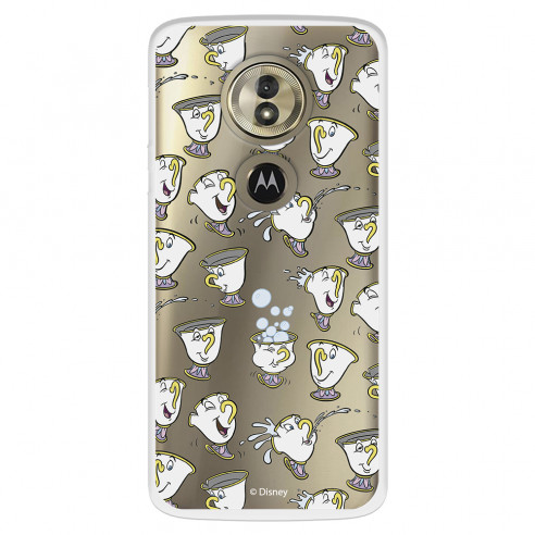 Funda para Motorola Moto G6 Play Oficial de Disney Chip Potts Siluetas - La Bella y la Bestia