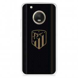 Funda para Motorola Moto G5 Plus del Atlético de Madrid Escudo Dorado Fondo Negro  - Licencia Oficial Atlético de Madrid