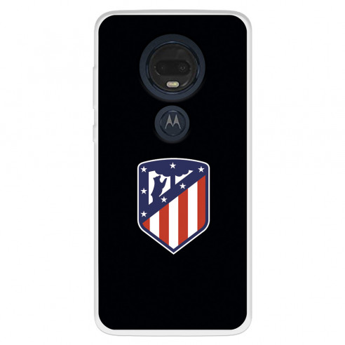 Funda para Motorola Moto G7 Plus del Atlético de Madrid Escudo Fondo Negro  - Licencia Oficial Atlético de Madrid