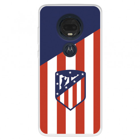 Funda para Motorola Moto G7 Plus del Atlético de Madrid Escudo Fondo Atletico  - Licencia Oficial Atlético de Madrid