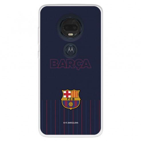 Funda para Motorola Moto G7 Plus del FC Barcelona Barsa Fondo Azul  - Licencia Oficial FC Barcelona