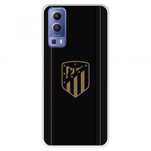 Coque pour Vivo Y52 5G de l'Atlético de Madrid Écusson Doré Fond Noir - Licence Officielle de l'Atlético de Madrid