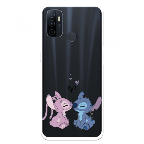 Funda para Oppo A53s Oficial de Disney Angel & Stitch Beso - Lilo & Stitch