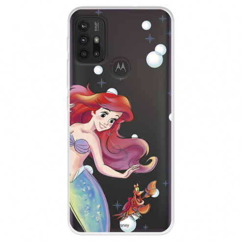 Funda para Motorola Moto G30 Oficial de Disney Ariel y Sebastián Burbujas - La Sirenita