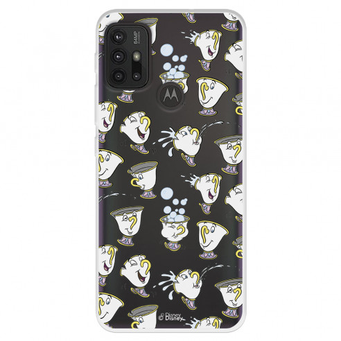 Funda para Motorola Moto G30 Oficial de Disney Chip Potts Siluetas - La Bella y la Bestia