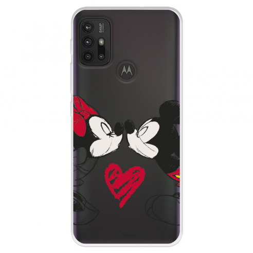 Funda para Motorola Moto G30 Oficial de Disney Mickey y Minnie Beso - Clásicos Disney