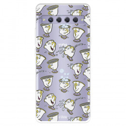 Funda para TCL 10 Plus Oficial de Disney Chip Potts Siluetas - La Bella y la Bestia