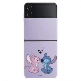 Funda para Samsung Galaxy Z Flip4 Oficial de Disney Angel & Stitch Beso - Lilo & Stitch