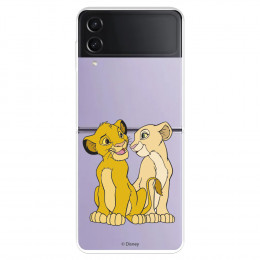 Funda para Samsung Galaxy Z Flip4 Oficial de Disney Simba y Nala Silueta - El Rey León