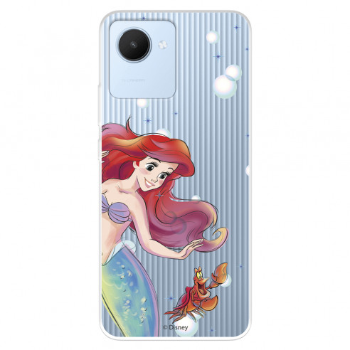 Funda para Realme C30 Oficial de Disney Ariel y Sebastián Burbujas - La Sirenita