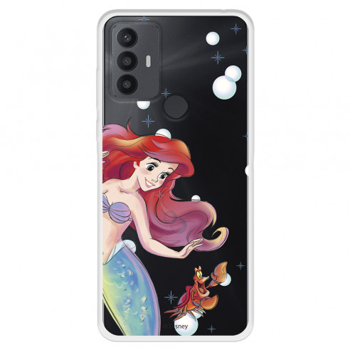 Funda para TCL 306 Oficial de Disney Ariel y Sebastián Burbujas - La Sirenita