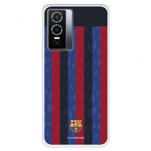 Funda para Vivo Y76 5G del FC Barcelona Fondo Rayas Verticales  - Licencia Oficial FC Barcelona